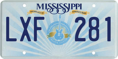 MS license plate LXF281