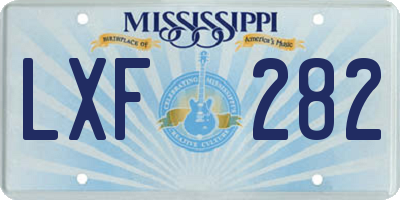 MS license plate LXF282