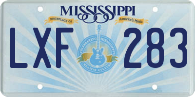 MS license plate LXF283
