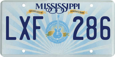 MS license plate LXF286