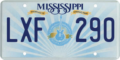 MS license plate LXF290