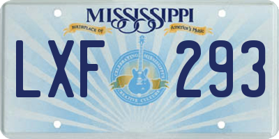 MS license plate LXF293