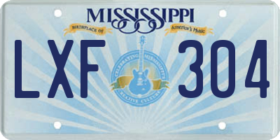 MS license plate LXF304