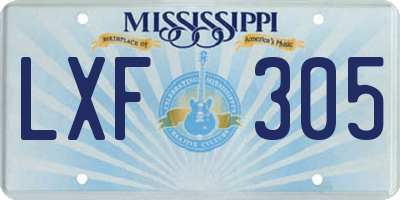 MS license plate LXF305