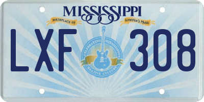 MS license plate LXF308