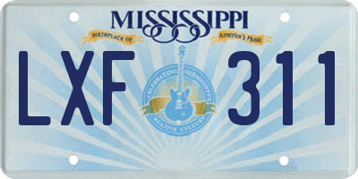 MS license plate LXF311