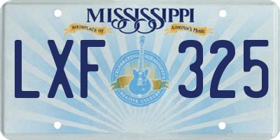 MS license plate LXF325