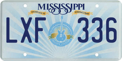 MS license plate LXF336