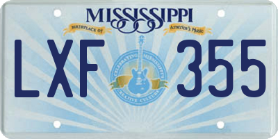 MS license plate LXF355