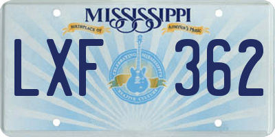 MS license plate LXF362