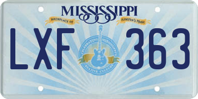 MS license plate LXF363