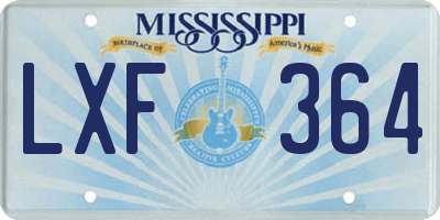 MS license plate LXF364