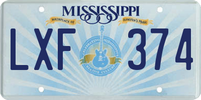 MS license plate LXF374