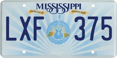 MS license plate LXF375