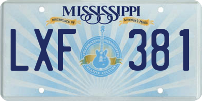 MS license plate LXF381