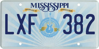MS license plate LXF382