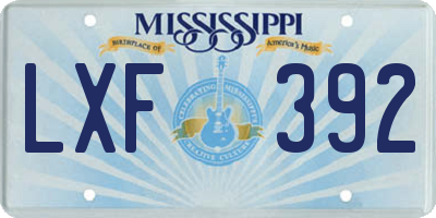MS license plate LXF392