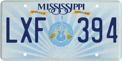 MS license plate LXF394