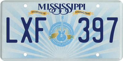 MS license plate LXF397