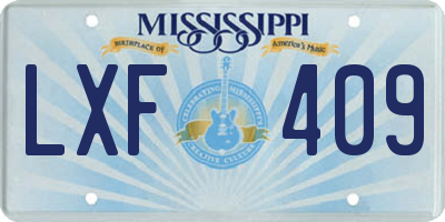 MS license plate LXF409