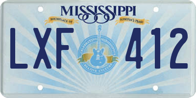MS license plate LXF412
