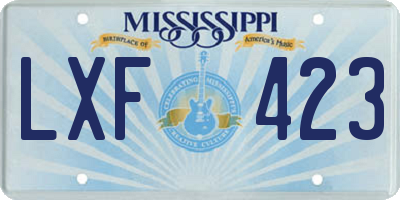 MS license plate LXF423