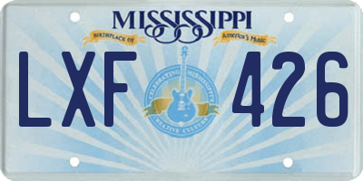 MS license plate LXF426