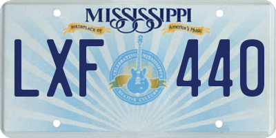 MS license plate LXF440
