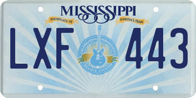 MS license plate LXF443