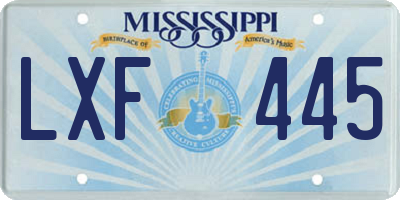 MS license plate LXF445