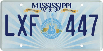 MS license plate LXF447