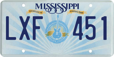 MS license plate LXF451