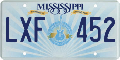 MS license plate LXF452