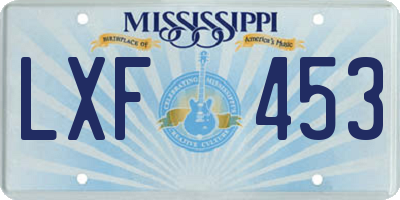 MS license plate LXF453