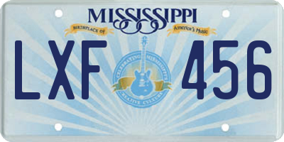 MS license plate LXF456