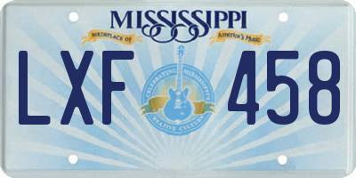 MS license plate LXF458