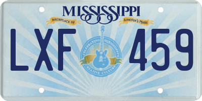 MS license plate LXF459