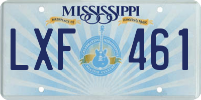 MS license plate LXF461