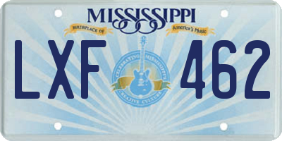 MS license plate LXF462