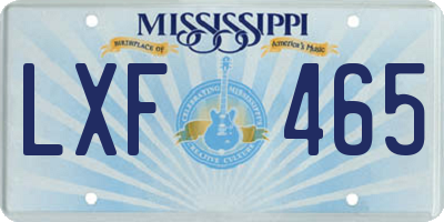 MS license plate LXF465