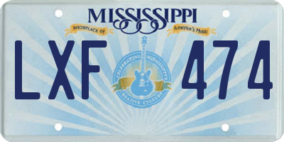 MS license plate LXF474