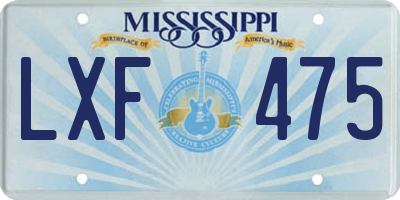 MS license plate LXF475