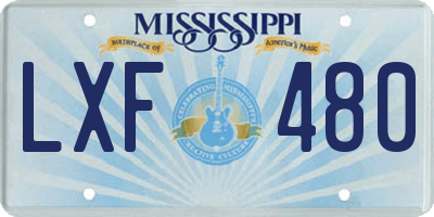 MS license plate LXF480