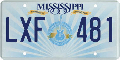 MS license plate LXF481
