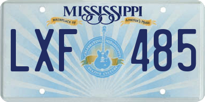MS license plate LXF485