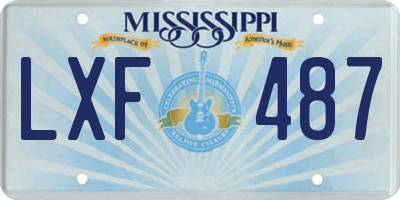 MS license plate LXF487