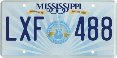 MS license plate LXF488