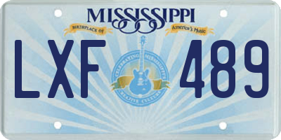 MS license plate LXF489