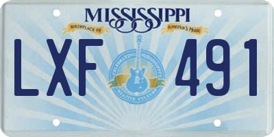 MS license plate LXF491