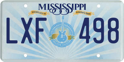 MS license plate LXF498